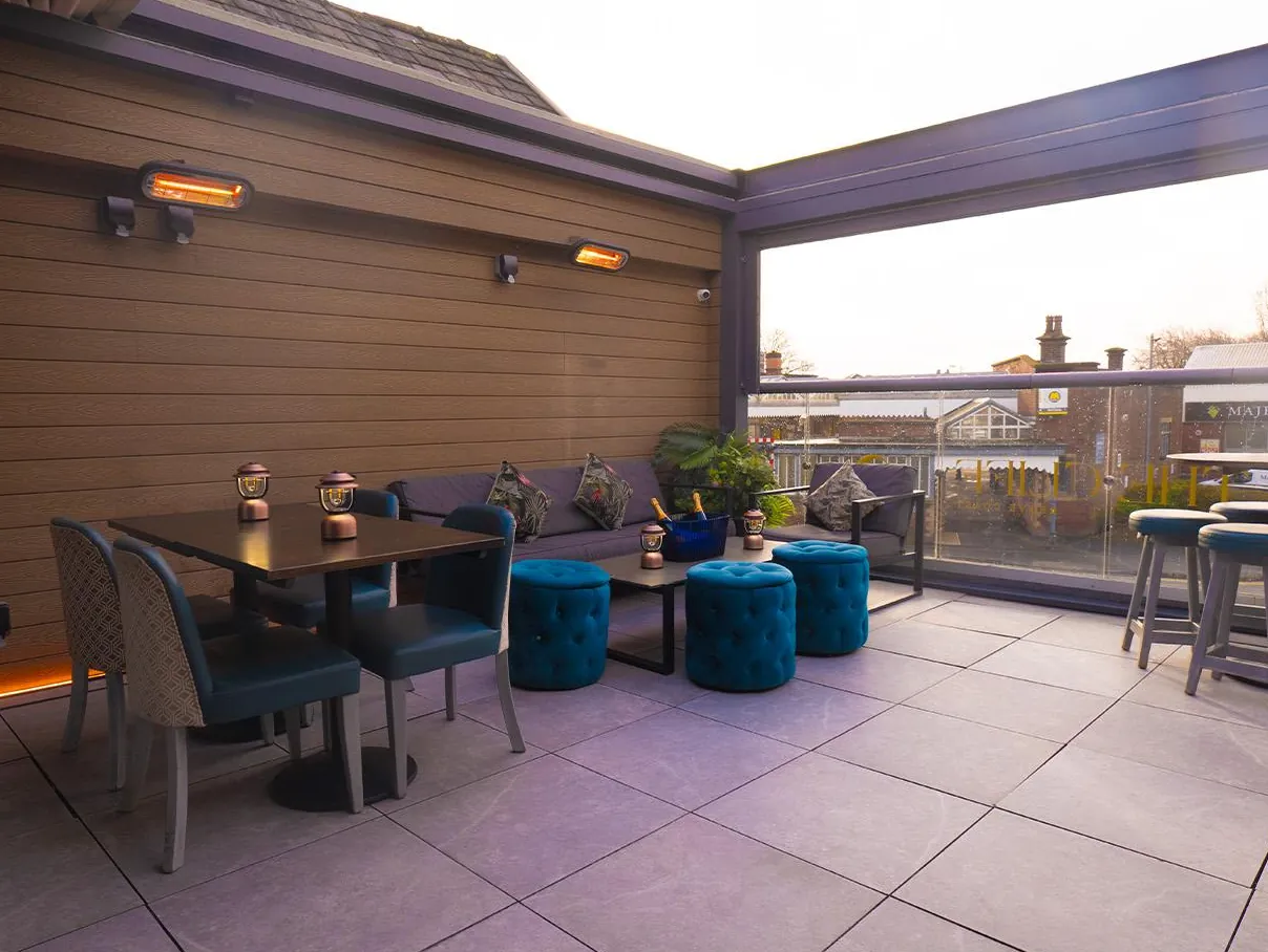 The rooftop at dusk